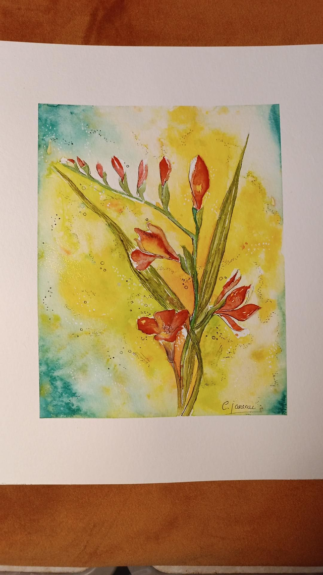 Tableau Aquarelle énergétique fresia 