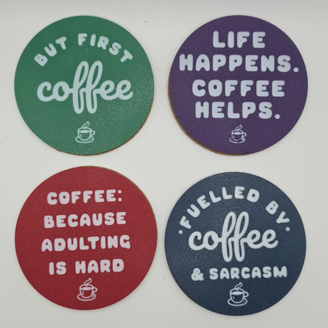 Coffee Message Coasters Set