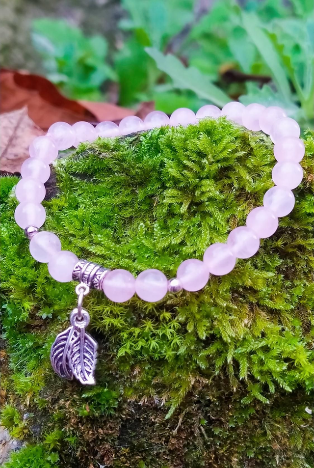  Bracelet Quartz Rose Et Argent 