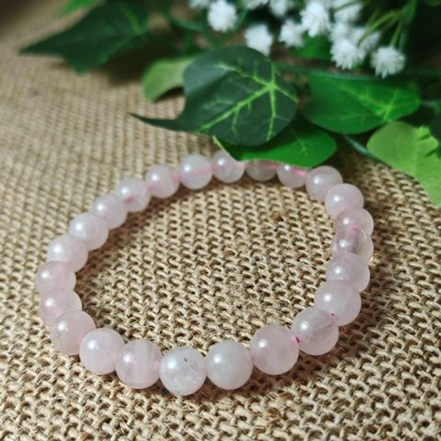 Bracelet 8mm quartz rose brésil