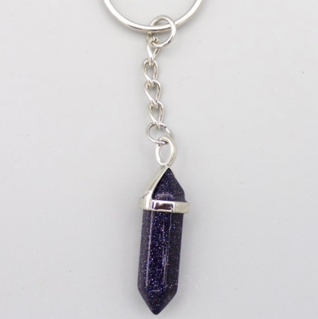 Blue Goldstone Point Keyring