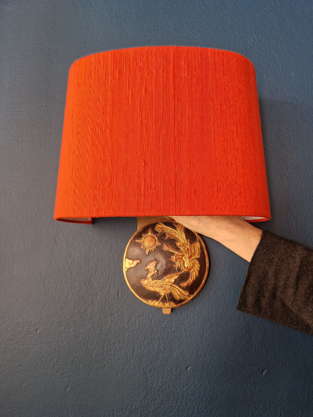 A Original oriental vintage wall lamp silk lampshade home decor house decoration '900