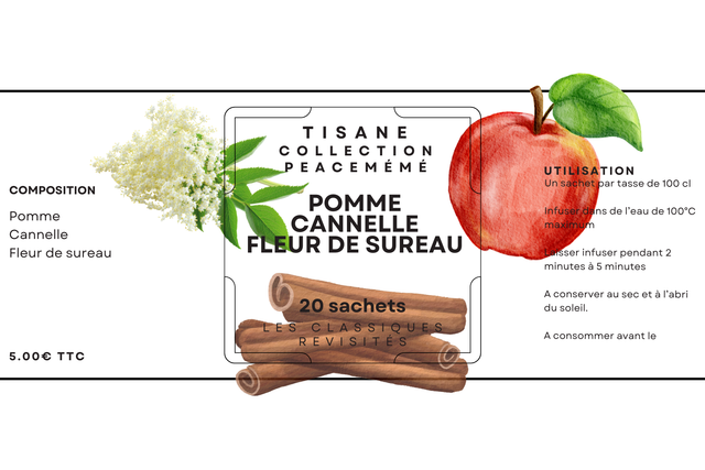COLLECTION PEACEMEME Tisane "Pomme Cannelle Fleur de sureau"