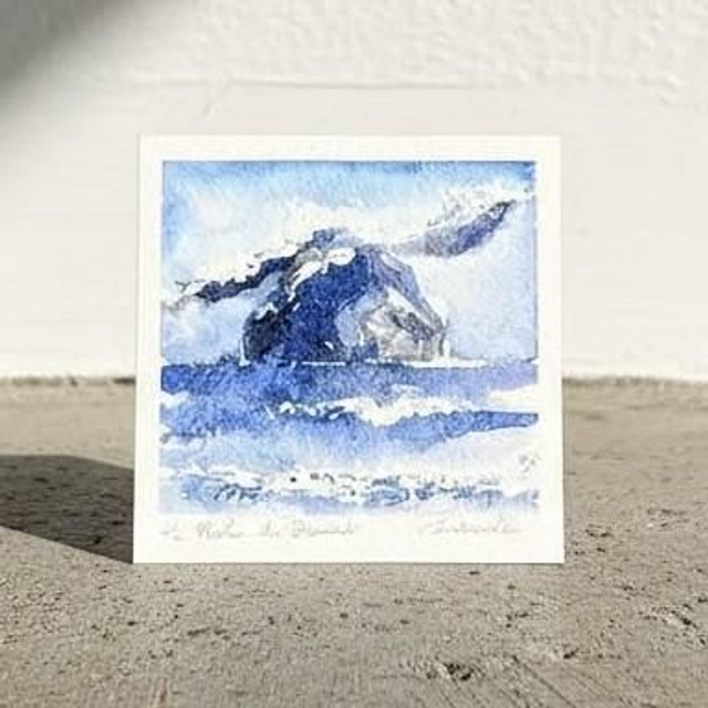 Aquarelle mini - Rocher du Diamant bleu 