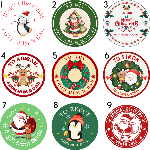 Personal Christmas stickers.