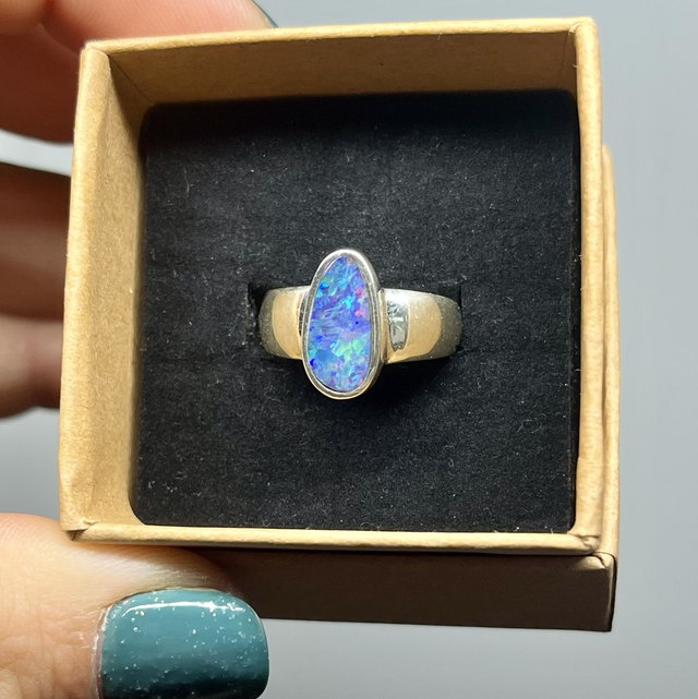 Bague en argent et Opale Australienne - Taille 56