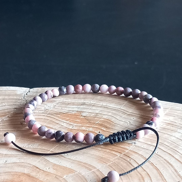 Bracelet ajustable en Jaspe zèbre rose