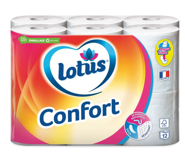 Papier toilette 2 épaisseurs aqua tube LOTUS