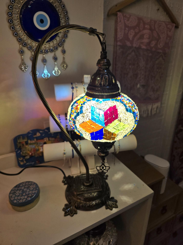 Large Mosaic Swanneck Table Lamp