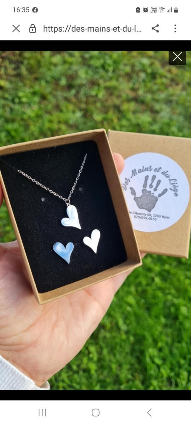 Collier + b-o Coeur plein (parure 2 pièces)