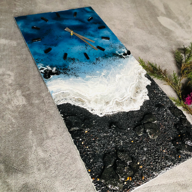 Large Wall Black Beach Clock