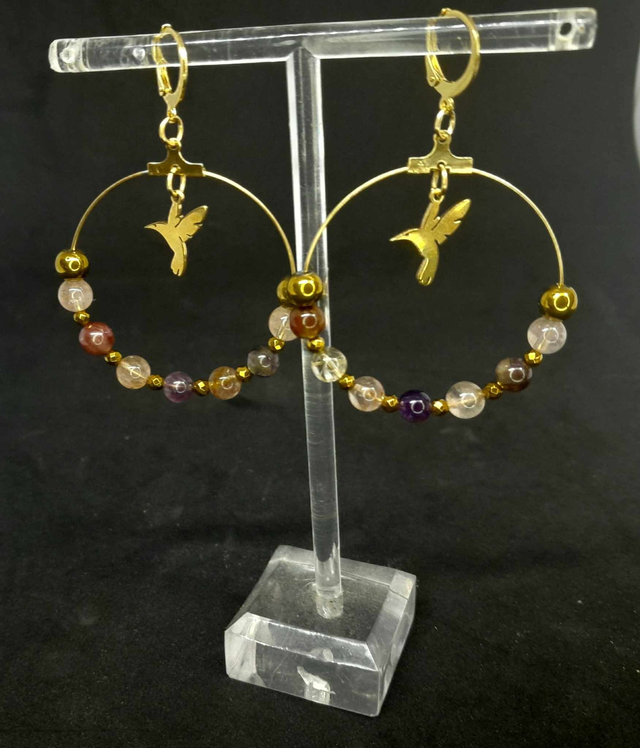 Boucles d&#039;oreilles créoles super seven acier or inoxydable