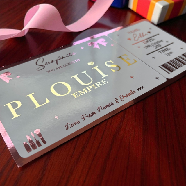 Plouise foiled gift ticket / card 