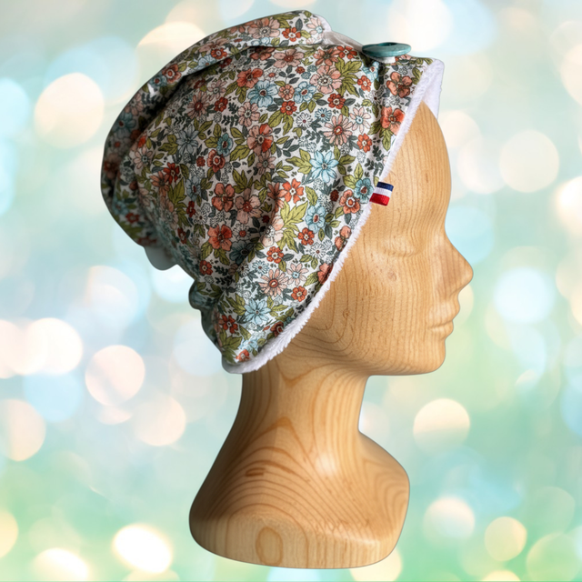 Serviette Cheveux-Bambou - Fleurs Vertes