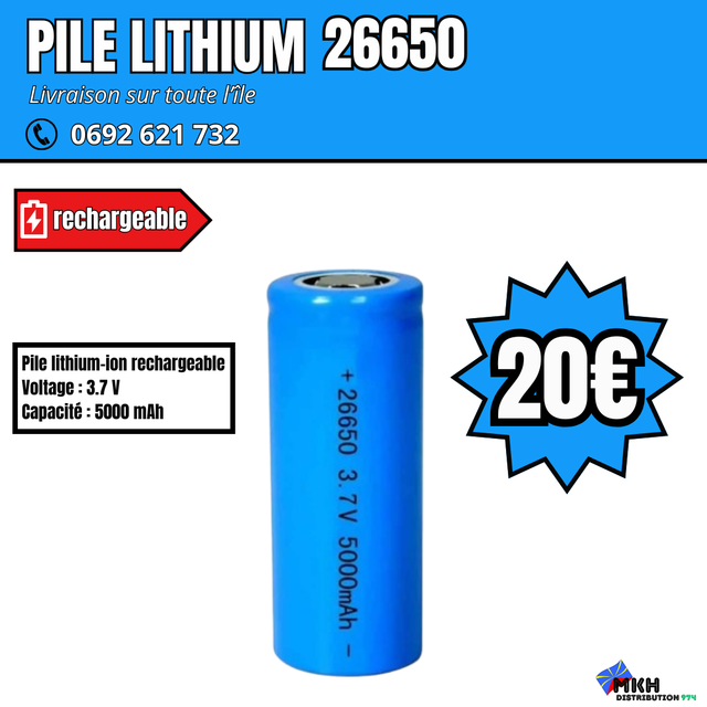 PILE LITHIUM 26650