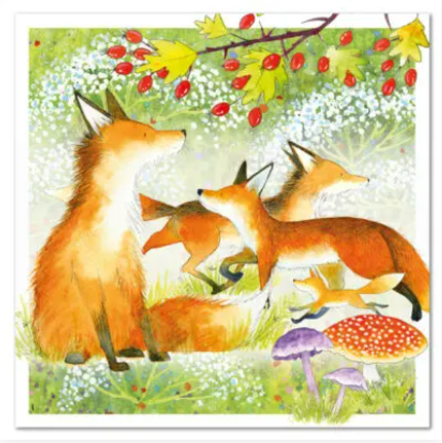 Greetings Card Fox Family 