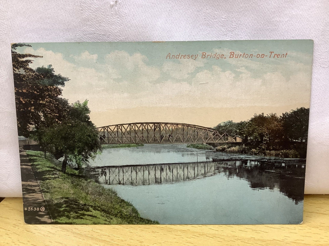 Andresey Bridge, Burton-on-Trent, Staffordshire, Valentine's Series Vintage Postcard. Our Ref No. R720 £2.50