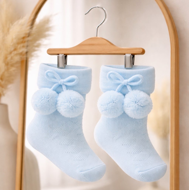 Baby’s Blue PomPom Socks