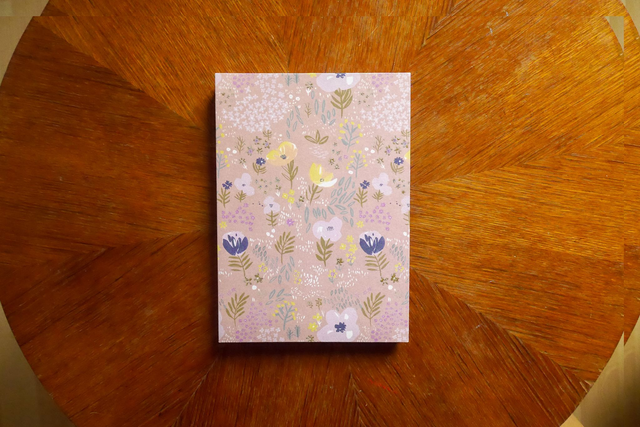 Carnet de notes A5 rigide fleuri rose &amp; bleu