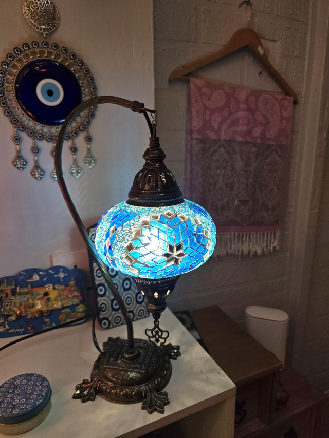 Large Mosaic Swanneck Table Lamp