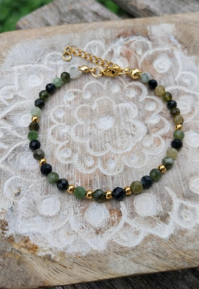 Bracelet Tourmaline verte facettée 