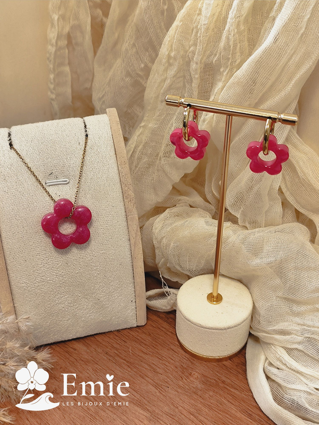 Parure duo - Fuchsia ✨ Rose fushia - Résine Epoxy