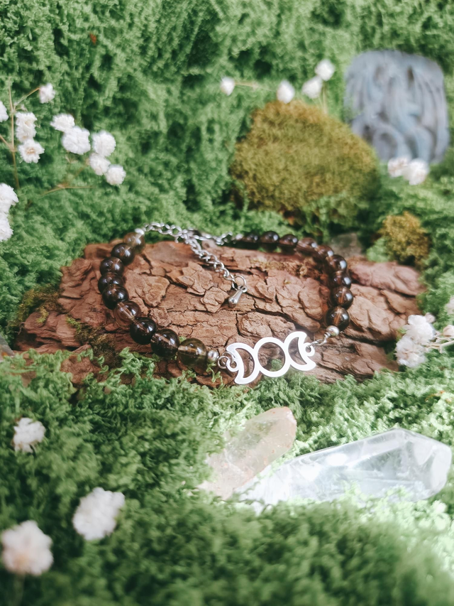 BRACELET - TRIPLE MOON (quartz fumé)