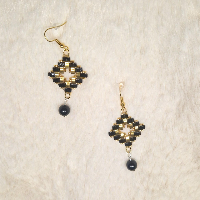 Boucles d'oreilles noir/doré