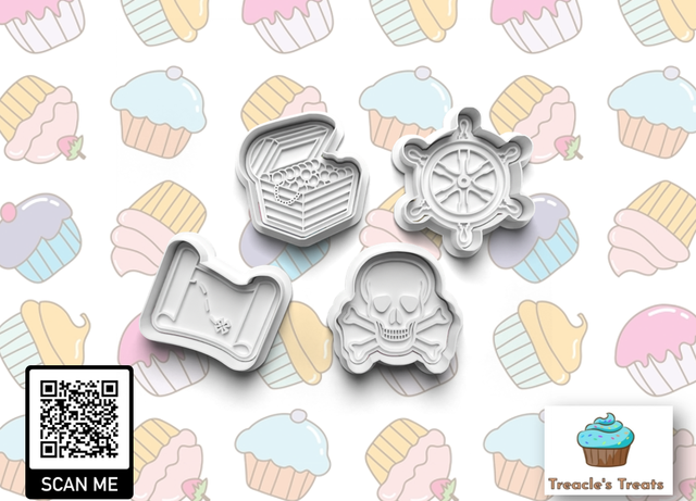 Pirate Theme Fondant/cookie stamps with cutters 