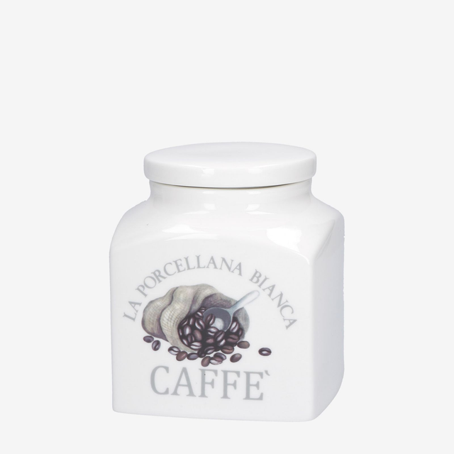 PORCELLANA BIANCA - Barattolo Porcellana Deco Caffè 1,1 Lt