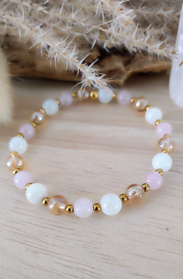 Bracelet "Bien-être" en Nacre et Quartz rose
