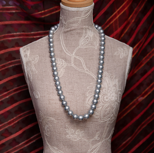 Collier (grand) perles gris bleu Vintage Agatha (collector)