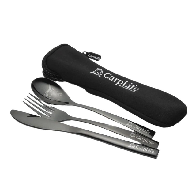 Carp Life Black Etched Stainless Steel Cutlery Set