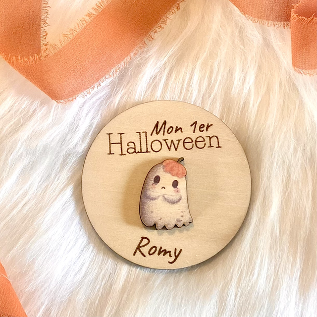 Magnet bois Mon premier Halloween – souvenir bébé avec fantôme en relief