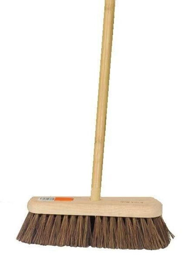 10” Broom Head with Natural Bassine Hard Bristle, Wooden Broom Head Outdoor