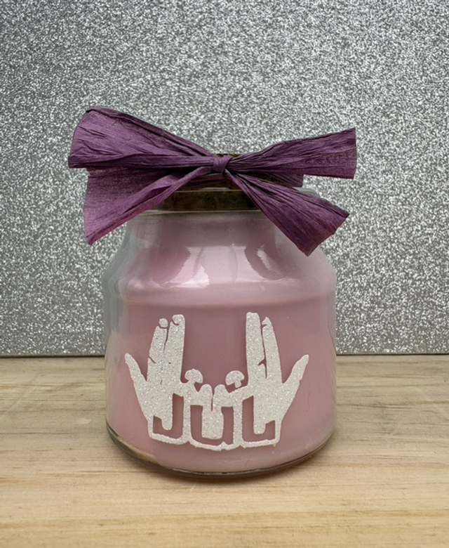 Bougie bocal rose jul signe phospho