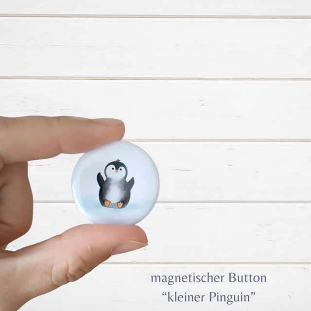 "Piet der kleine Pinguin" - Button mit Magnet und Anstecknadel