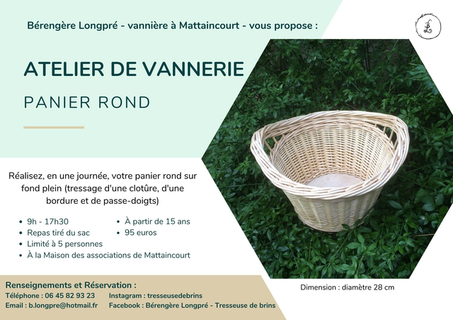 Stage vannerie : panier rond sur fond plein - spécial découverte (1 jour)