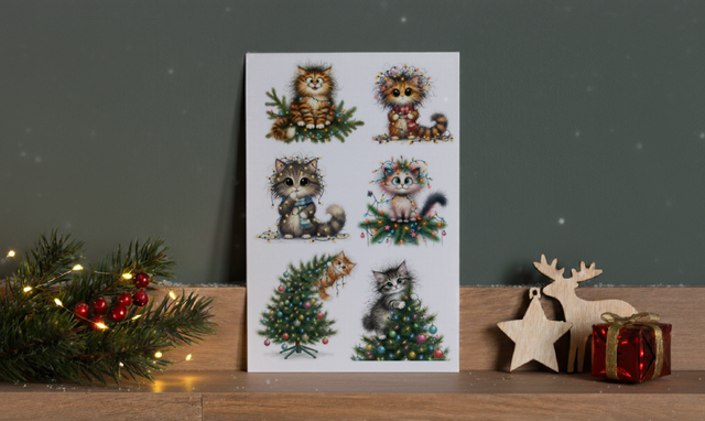 Stickervel Kerst Kittens - "Lichtjes & Pluisjes" - Rozeka