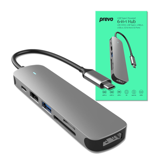 Prevo C605A 6-In-1 USB-C 4 Hub Docking Station