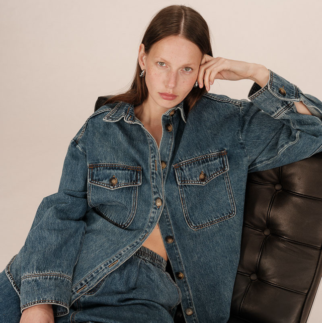 Oversized denim shirt vintage blue