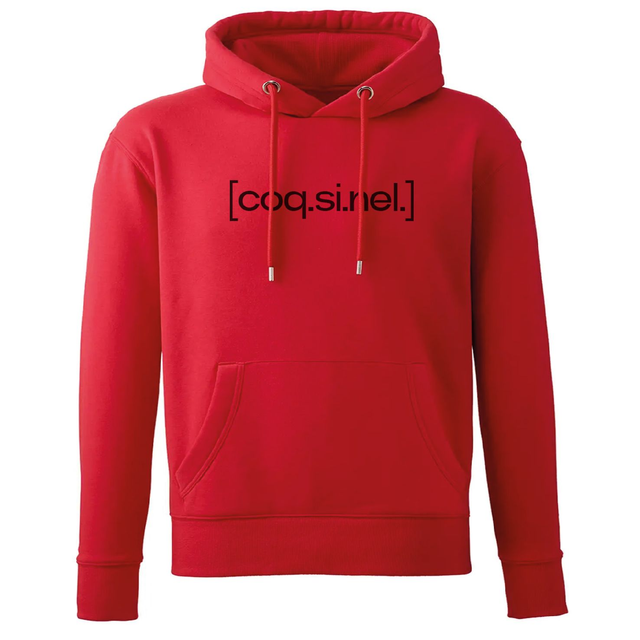 SWEAT CAPUCHE COQSINEL ROUGE ET NOIR MAT