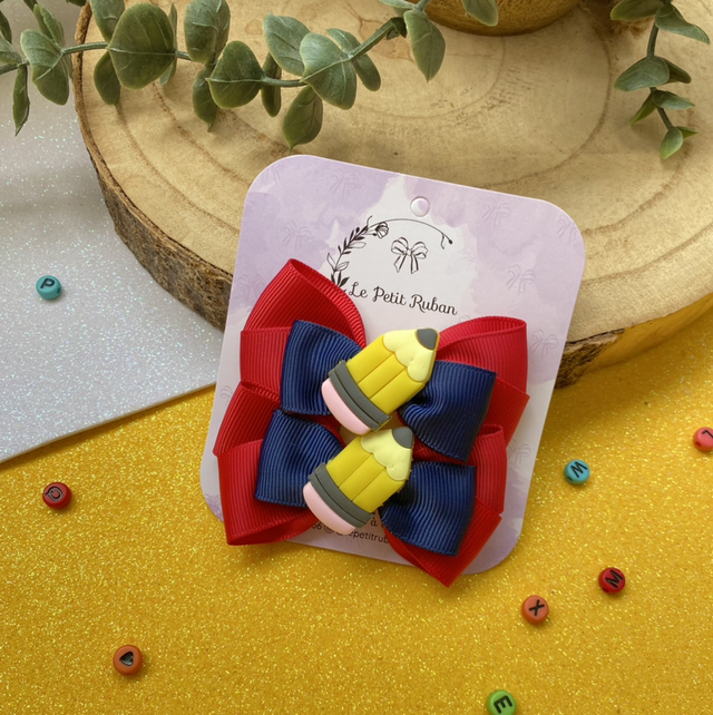 Paire de barrettes rentrée scolaire 