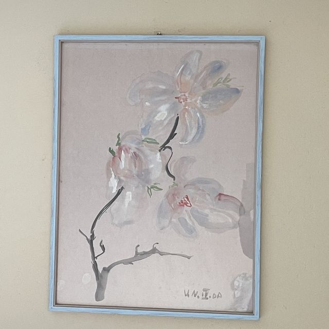 Kunstwerk Aquarelle Blüten Holzrahmen