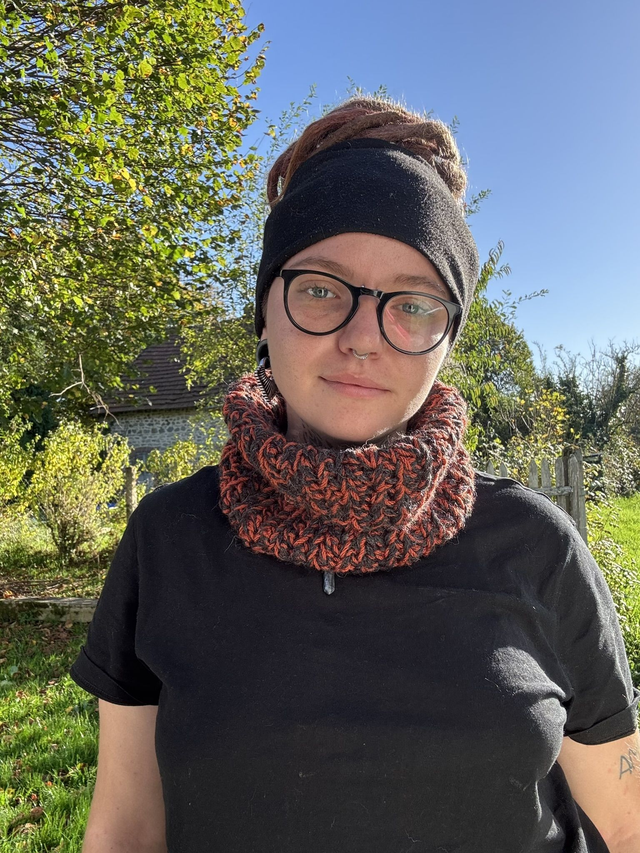 SNOOD ORANGE ET NOIR 