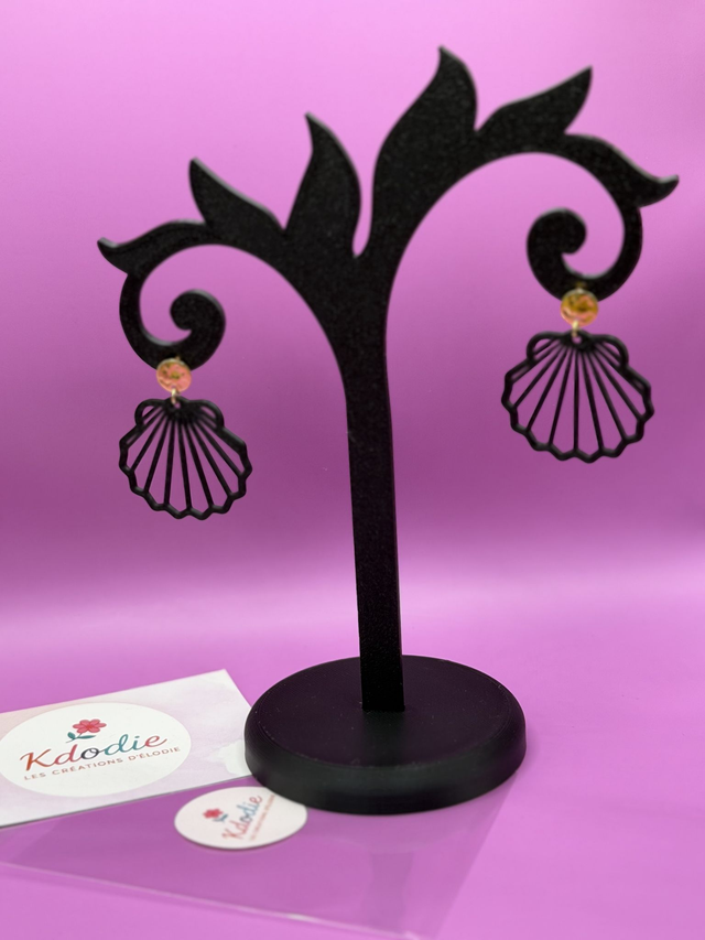 Boucles d'oreilles Coquillage - Forme Ajourée - Attaches rondes dorées 