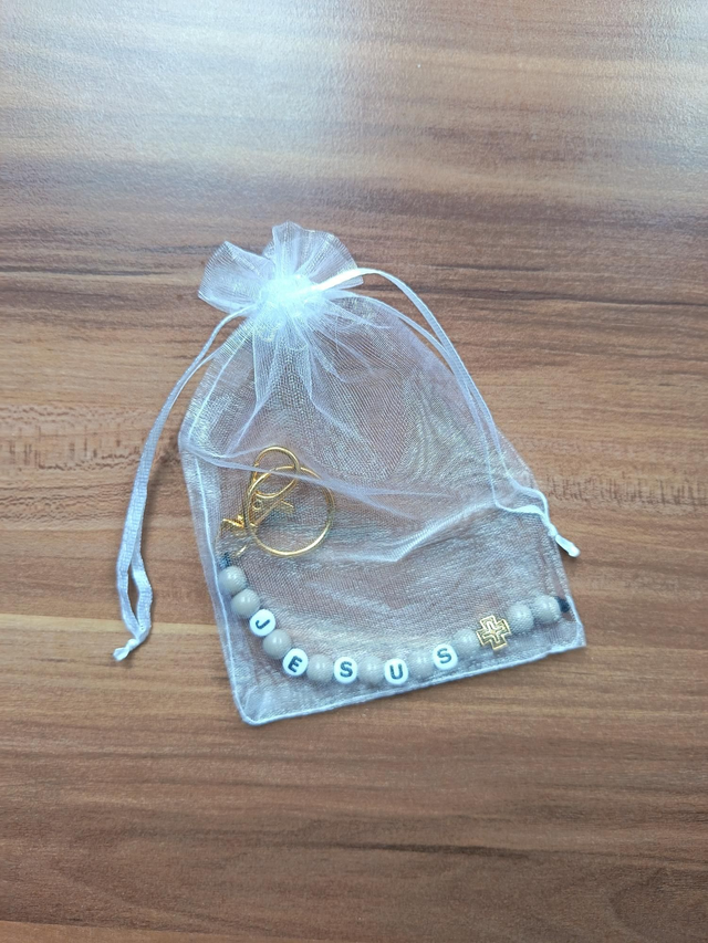 Schlüsselanhänger Jesus mit Edelstahlkreuz