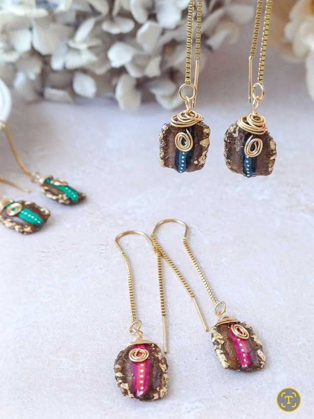 " Pépita " Boucles d'oreilles graines de courges Lagenaria 