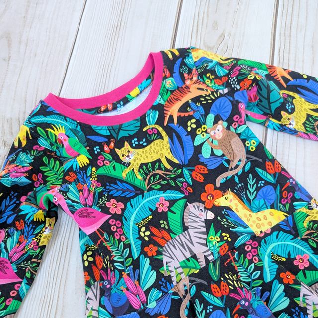 Kids' Jungle Animal Fit & Flare Dress - Handmade & Sustainable