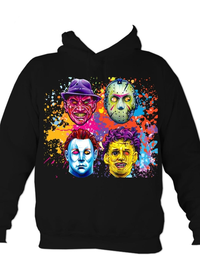 Horror Splatter Faces Overhead Hoodie